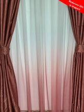 Set Roza: perdea bamboo în degrade roz si draperie roz semiopaca varianta mai ușoară a catifelei