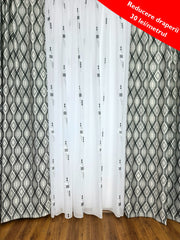 Draperie ieftina,gri cu negru model geometric cu doua fețe