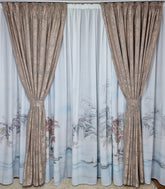 Set perdea din matase si draperie decorativa bej, model peisaj - CASABLANCA Set perdea din matase si draperie decorativa bej, model peisaj Casa Blanca Curtains & Drapes 460.00 CASABLANCA CASABLANCA