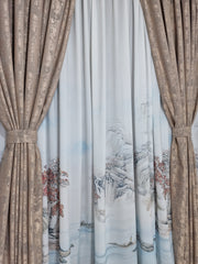 Set perdea din matase si draperie decorativa bej, model peisaj - CASABLANCA Set perdea din matase si draperie decorativa bej, model peisaj Casa Blanca Curtains & Drapes 460.00 CASABLANCA CASABLANCA