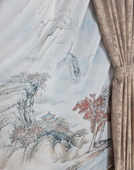 Set perdea din matase si draperie decorativa bej, model peisaj - CASABLANCA Set perdea din matase si draperie decorativa bej, model peisaj Casa Blanca Curtains & Drapes 460.00 CASABLANCA CASABLANCA