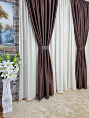 Perdea matase capucino, material moale plin ca textura