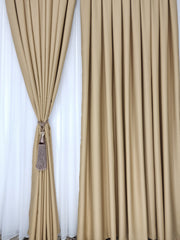 Set Geta: Perdea Alba Simplă Voal si Draperie Cappuccino Blackout 80–90% – Ideal pentru Living si Dormitor in Nuanțe Crem, Bej si Cappuccino