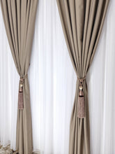 Set Liz: perdea alba simpla voal si draperie culoare cafea cu lapte blackout 98%