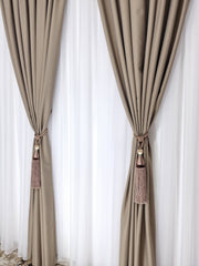 Set Liz: Perdea Alba Simplă Voal si Draperie Cafea cu Lapte Blackout 98% – Ideal pentru Living si Dormitor in Nuanțe Crem, Bej si Cappuccino