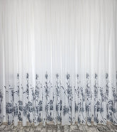 Perdea Griselle tip in, material plin ca textura, model floral gri