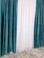 Set Antonela: Perdea in bamboo V cu draperie catifea turcoaz