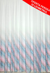 Perdea Nova, ieftina, preț avantajos, degrade combinatie de gri-turcoaz-roz 8 metru ultima bucata