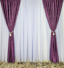 Set Didi: Perdea Matase Mov Lila si Draperie Mov Tip Vopsea Decorativa – Ideal pentru Living si Dormitor in Nuanțe Gri, Crem si Mov