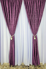 Set Didi: Perdea Matase Mov Lila si Draperie Mov Tip Vopsea Decorativa – Ideal pentru Living si Dormitor in Nuanțe Gri, Crem si Mov