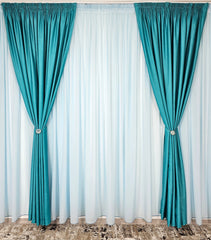 Perdea Martie din matase moale albastra