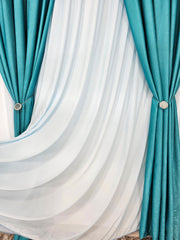 Perdea Martie din matase moale albastra