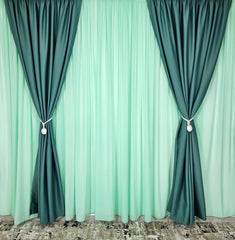 Set Roa: Perdea Verde din Matase Moale si Draperie Verde Menta Blackout 98% – Ideal pentru Living si Dormitor in Nuanțe Alb, Crem si Lemn Natur