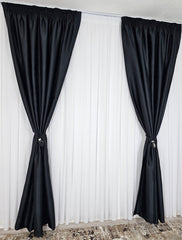 Set ideal pentru livinguri si dormitoare moderne in nuante de alb, gri sau negru-Colectia Hotel – Perdea Voal Alb si Draperie Neagra Blackout – confectionat pe comanda