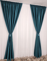 Colectia Hotel: Perdea Voal Alb si Draperii Blackout 98%-Turcoaz