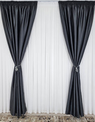 Colectia Hotel – Perdea Voal Alb si Draperie Gri Inchis Blackout 99% – ideal pentru livinguri si dormitoare in nunate de alb, gri sau negru