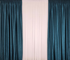 Colectia soft turcoaz: Set Recomandat pentru Camere in Nuante de Turcoaz, Alb, Gri si Bej - Perdea Voal Alb si Draperie Uni Verde Turcoaz pentru Living si Dormitor - Confectionat pe Comanda
