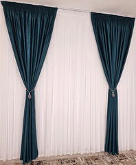 Colectia soft turcoaz: Set Recomandat pentru Camere in Nuante de Turcoaz, Alb, Gri si Bej - Perdea Voal Alb si Draperie Uni Verde Turcoaz pentru Living si Dormitor - Confectionat pe Comanda