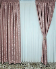 Draperie Roz Texturata cu Aspect de Vopsea Decorativa – Ideala pentru Living si Dormitor in Nuanțe Alb, Crem si Gri