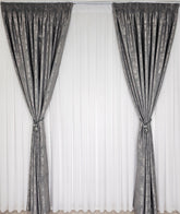 Colectia Decorativa: Perdea Alba Simpla si Draperie Tip Vopsea-Gri Inchis