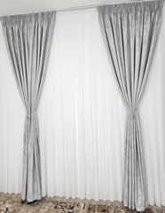 Draperie Venti gri deschis texturată cu aspect de vopsea decorativă