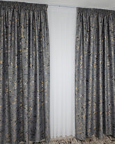 Colectia Prestige: Perdea Voal Alb si Draperii Blackout cu Insertii-Gri Mediu