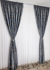 Colectia Prestige: Perdea Voal Alb si Draperii Blackout cu Insertii Gri Inchis