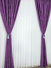 Draperie Venti Mov Texturata cu Aspect de Vopsea Decorativa – Ideala pentru Living si Dormitor in Nuanțe Gri, Crem si Mov