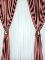 Colectia Soft roz:Set Ideal pentru Livinguri si Dormitoare in Nuante de Roz, Alb, Crem, Gri sau Bej - Perdea Voal Alb si Draperie Uni Roz - Confectionat pe Comanda