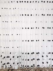 Perdea Meli buline alb cu negru,material plin ca textura tip in