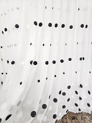 Perdea Meli buline alb cu negru,material plin ca textura tip in