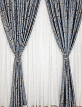 Set Dante: perdea matase cu insertii gri si draperie blackout 90% gri cu insertii