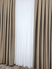 Set Barbara – Perdea In Cristal Nesifonabila si Draperie Grej – ideal pentru livinguri si dormitoare in nuante de crem, bej, gri deschis sau alb