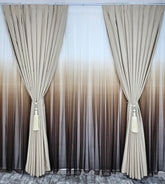 Set Sahara: perdea maro in degrade si draperie crem blackout 80%