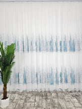 Perdea Kamala din Bamboo cu Borduri Florale - Alb cu Turcoaz