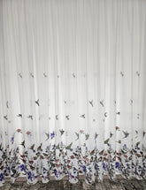 Perdea alba cu bordo, model Pasari