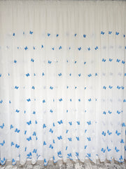 Perdea ieftina, preț avantajos din material plin ca textura tip in cu fluturi albastri