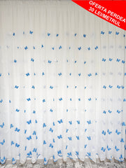 Perdea ieftina, preț avantajos din material plin ca textura tip in cu fluturi albastri