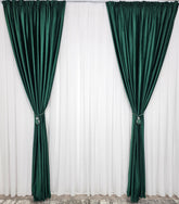 Set Bran: perdea premium jorjet alb imaculat si draperie catifea verde smarald blackout 90%