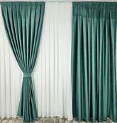 Set Premium: 100% Blackout Ideal pentru Cei Care Isi Doresc Intimitate Totala si Blocarea Luminii - Perdea Matase si Draperie Verde Menta Catifea - Confectionat pe Comanda