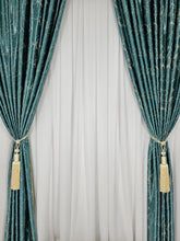 Draperie Marmura turcoaz-crem cu doua fete