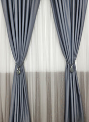 Perdea Bicolor gri cu alb din material tip borangic