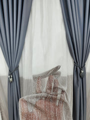 Perdea Bicolor gri cu alb din material tip borangic