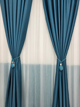 Set Dumbrava: Perdea tip Borangic în Două Culori Alb-Turcoaz și Draperie Blackout 90% Opacă Turcoaz