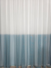 Perdea Bicolor turcoaz cu alb din material tip borangic