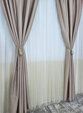 Perdea Bicolor crem cu alb din material tip borangic