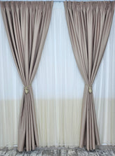 Set Rizzo:Perdea in doua culori alb-bej din material tip borangic si draperie mai tip hotel bej roze