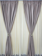 Perdea Premium Jorjet Crem Piersica, material plin ca textura, nesifonabila