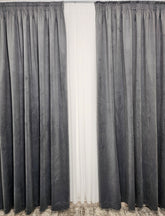 Draperie Gri Mediu Catifea Garantat Opaca model Premium blackout 100%