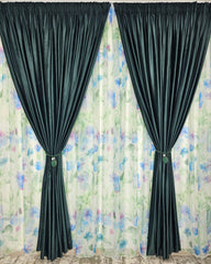 Perdea Elena din Voal cu Model Floral Multicolor Verde, Mov si Albastru – ideala pentru livinguri vesele si dormitoare luminoase cu canapele crem, gri, alb sau accente colorate si mobilier alb sau lemn natur – confectionata pe comanda
